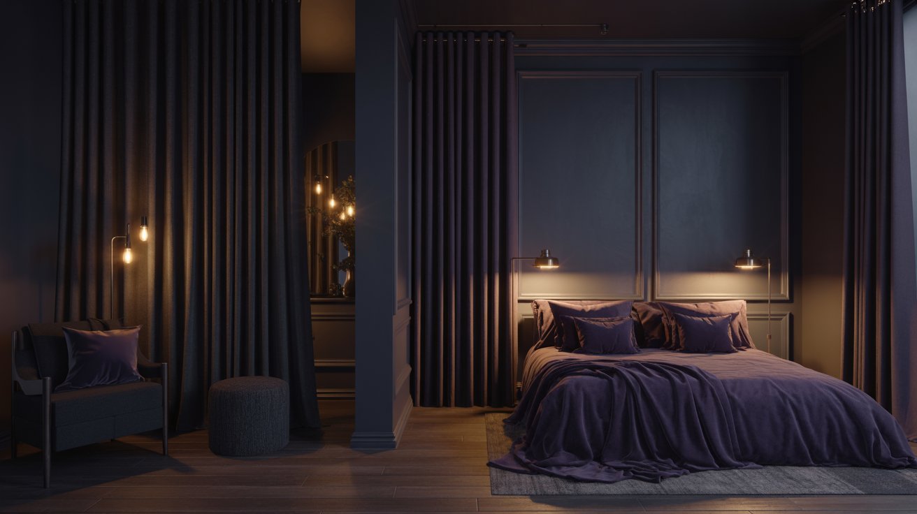 Dark Walls with Dark Curtains