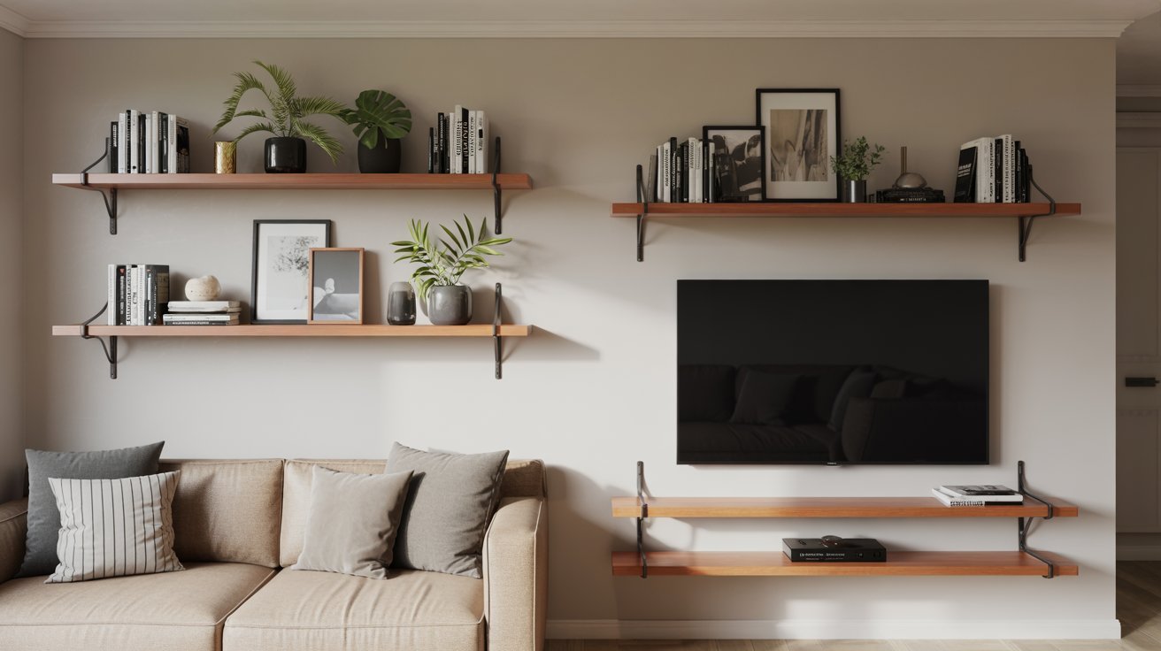 Living Room Floating Shelf Height
